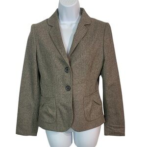 BANANA REPUBLIC Classic Brown Tweed Wool Blend Women's Blazer Sz 4